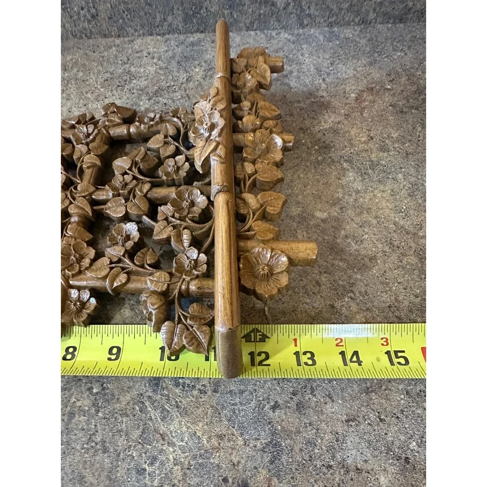 Homco Trellis Wall Shelf Easel Brown Vintage 1984 Floral Faux Wood